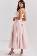 Lady Black Stylish Strapless Midi Dress
