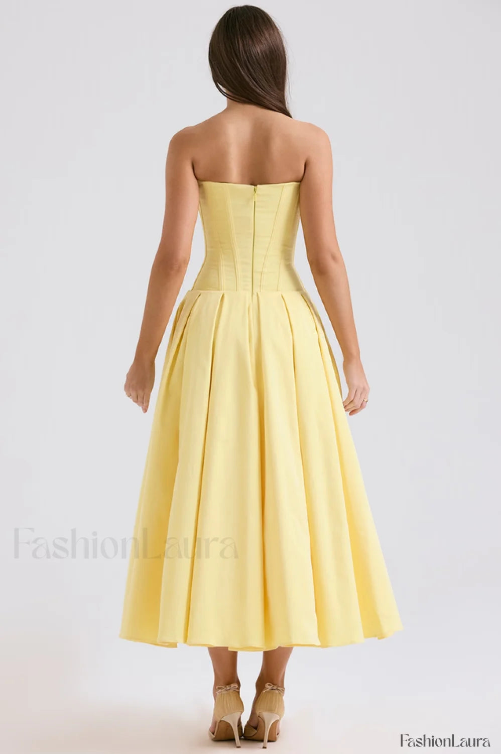 Lady Black Stylish Strapless Midi Dress