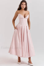 Lady Black Stylish Strapless Midi Dress