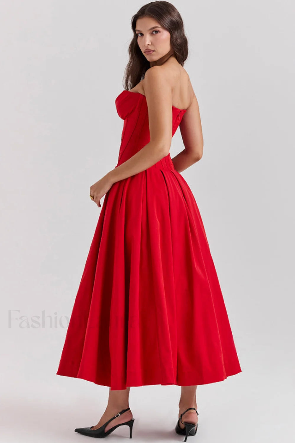 Lady Black Stylish Strapless Midi Dress