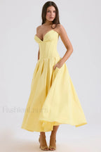 Lady Black Stylish Strapless Midi Dress