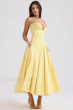 Lady Black Stylish Strapless Midi Dress