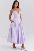 Lady Black Stylish Strapless Midi Dress S / Orchid