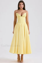 Lady Black Stylish Strapless Midi Dress S / Sunshine