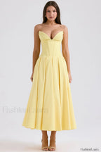 Lady Black Stylish Strapless Midi Dress S / Sunshine
