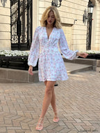 Lantern Sleeve Office Floral Dress