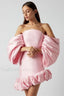 Lantern Sleeves Off Charming Shoulder Mini Dress XS / Blush