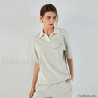 Lapel Combed Cotton Casual T Shirt