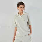 Lapel Combed Cotton Casual T Shirt