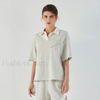 Lapel Combed Cotton Casual T Shirt