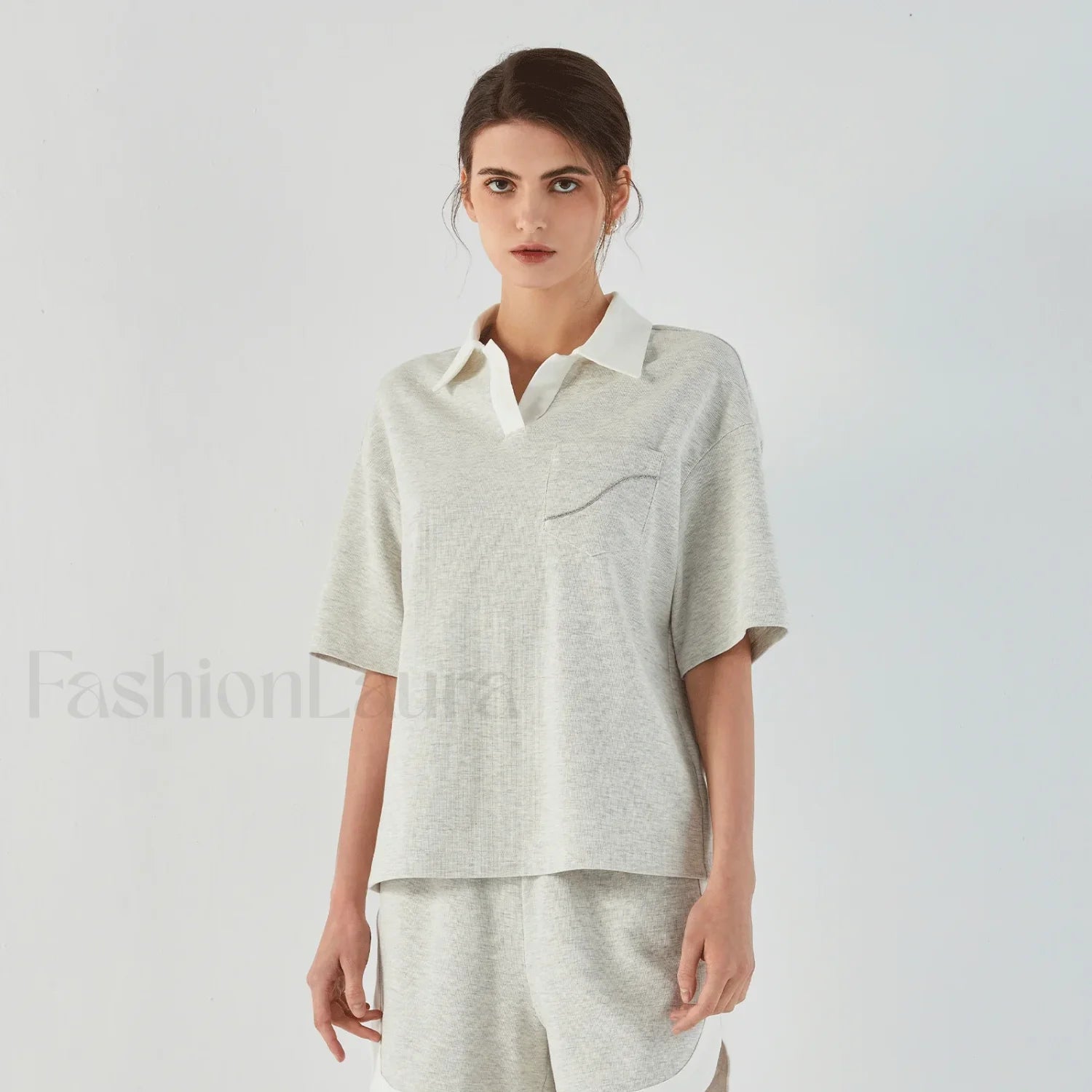 Lapel Combed Cotton Casual T Shirt