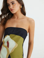 Large Floral Print Split Tube Long Dress Dresses