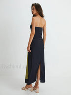 Large Floral Print Split Tube Long Dress Dresses