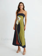 Large Floral Print Split Tube Long Dress Dresses
