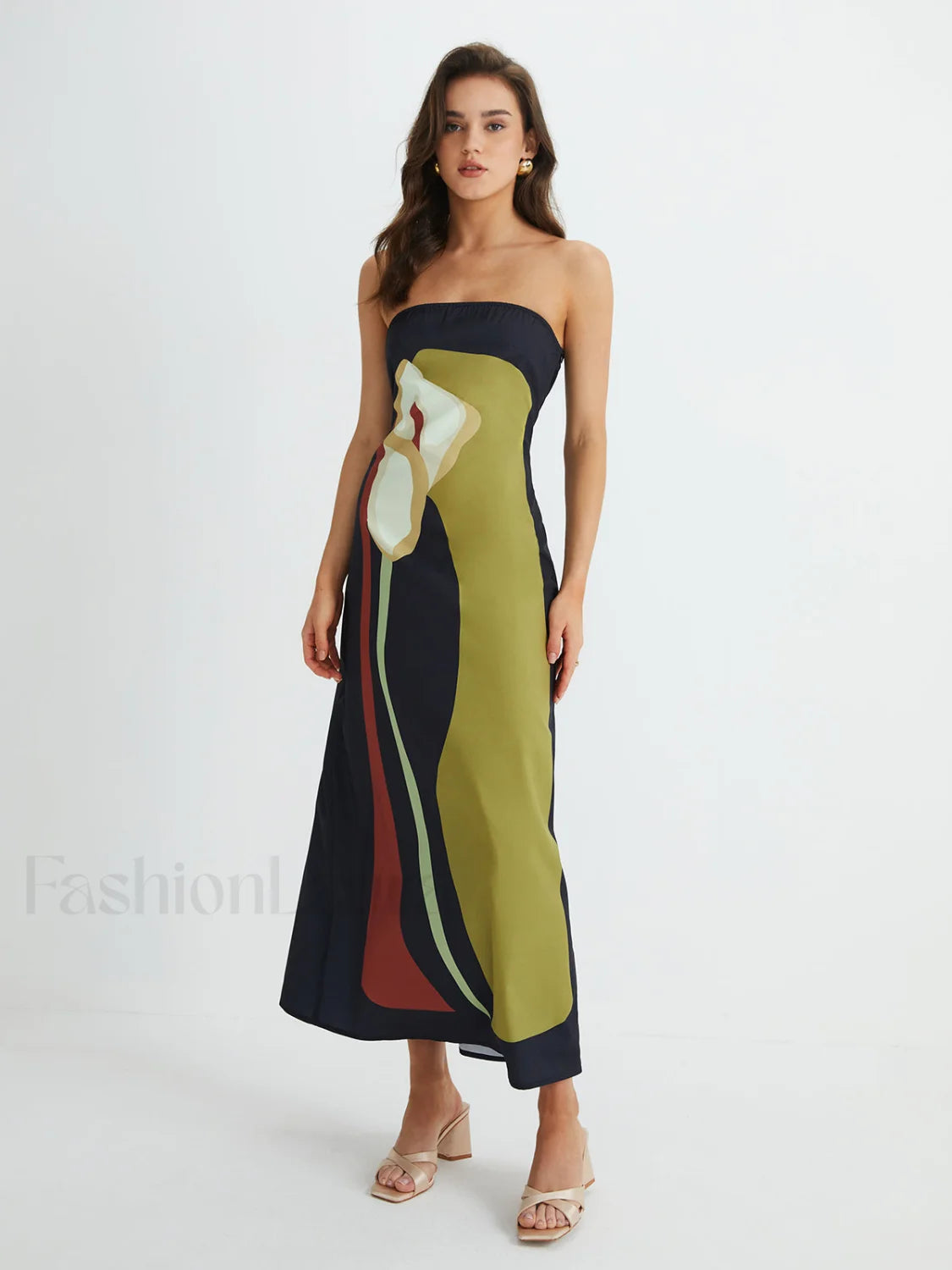Large Floral Print Split Tube Long Dress Dresses