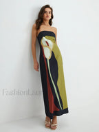 Large Floral Print Split Tube Long Dress Dresses