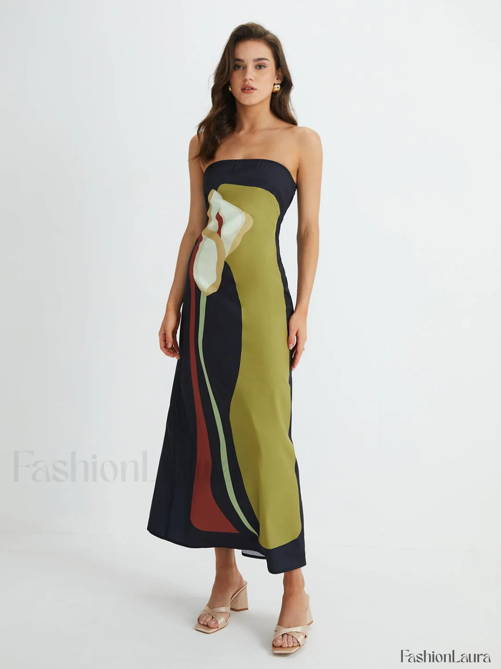 Large Floral Print Split Tube Long Dress Dresses