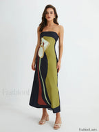 Large Floral Print Split Tube Long Dress Dresses
