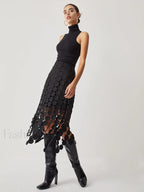 Laser Cut Multi Trendy Circle Double Layered Skirt Skirts