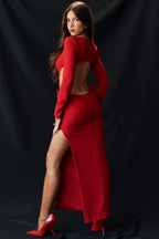 Lavele Red Stylish Bow Maxi Dress