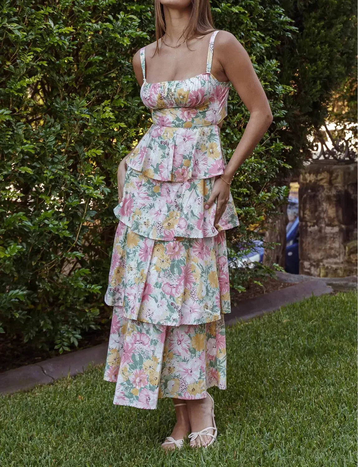 Layered Ruffle Bohemian Floral Dress Main image