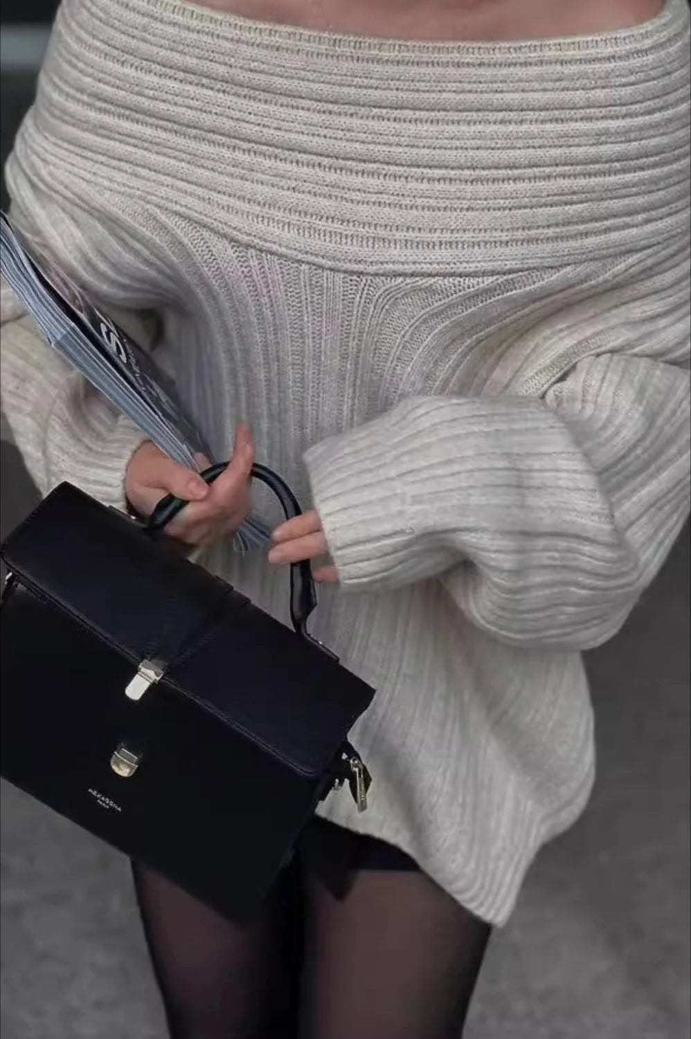 Lazy Chic Off-Shoulder Knit Sweater Secondary image