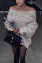 Lazy Chic Off-Shoulder Knit Sweater