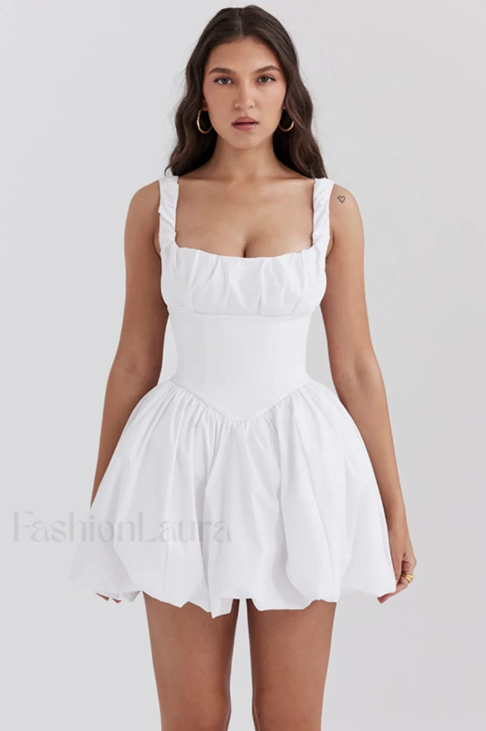 Le Puff Cotton Charming Tulle Mini Dress XS / White