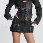 Leather High Waist A Line Skirt