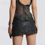 Leather High Waist A Line Skirt