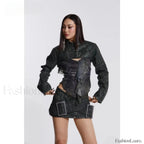 Leather High Waist A Line Skirt Black / S