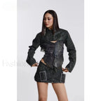 Leather High Waist A Line Skirt Black / S