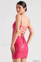 Leila Sequin Stylish Bodycon Mini Dress Party Dresses L