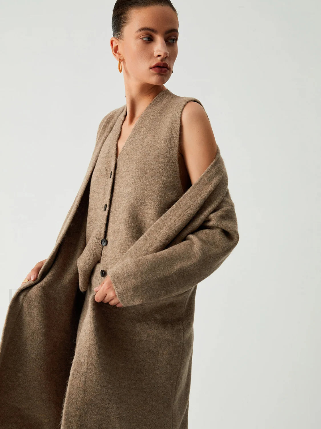 Leisure Long Cardigan Trendy Three Piece Pants Set Pant Sets