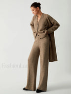 Leisure Long Cardigan Trendy Three Piece Pants Set Pant Sets