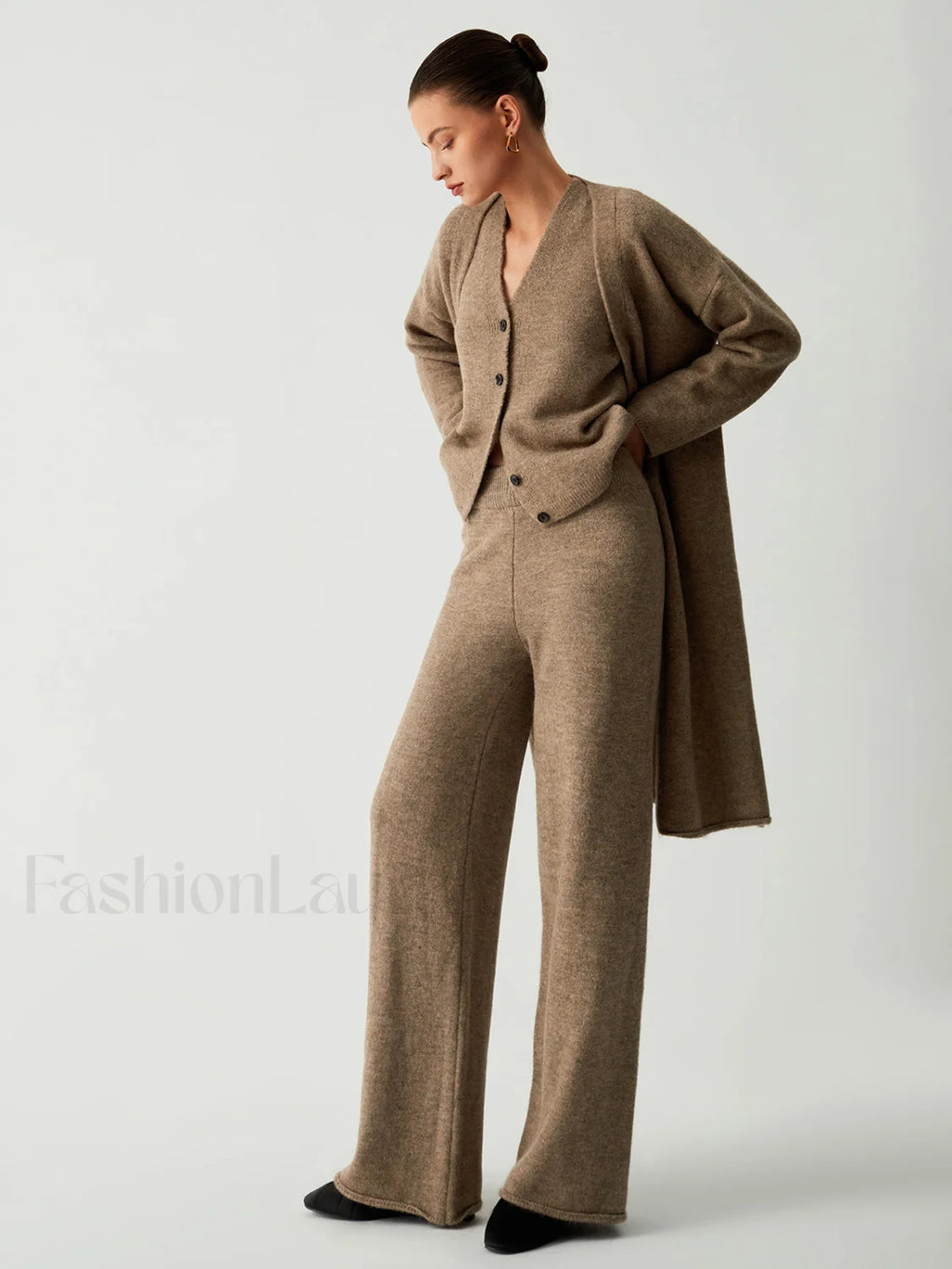 Leisure Long Cardigan Trendy Three Piece Pants Set Pant Sets