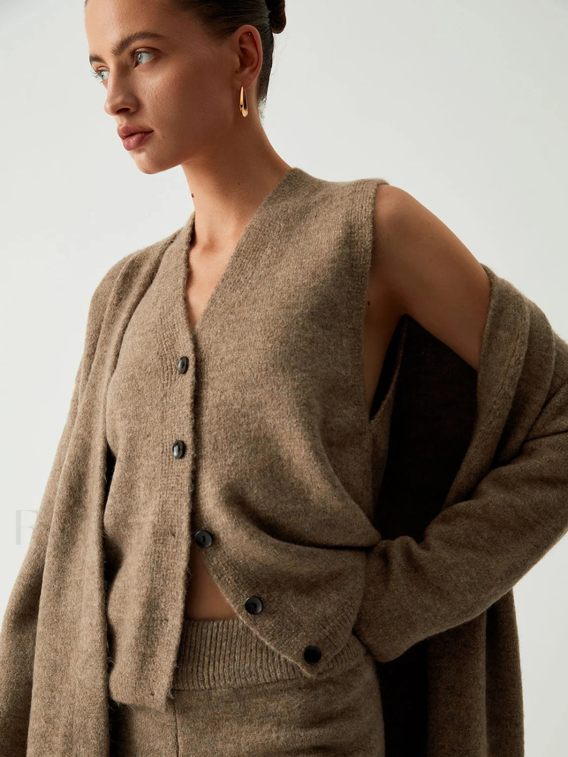 Leisure Long Cardigan Trendy Three Piece Pants Set Pant Sets