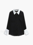 Leisure See Through Trendy Shirt With Cami Top Black / XS Shirts