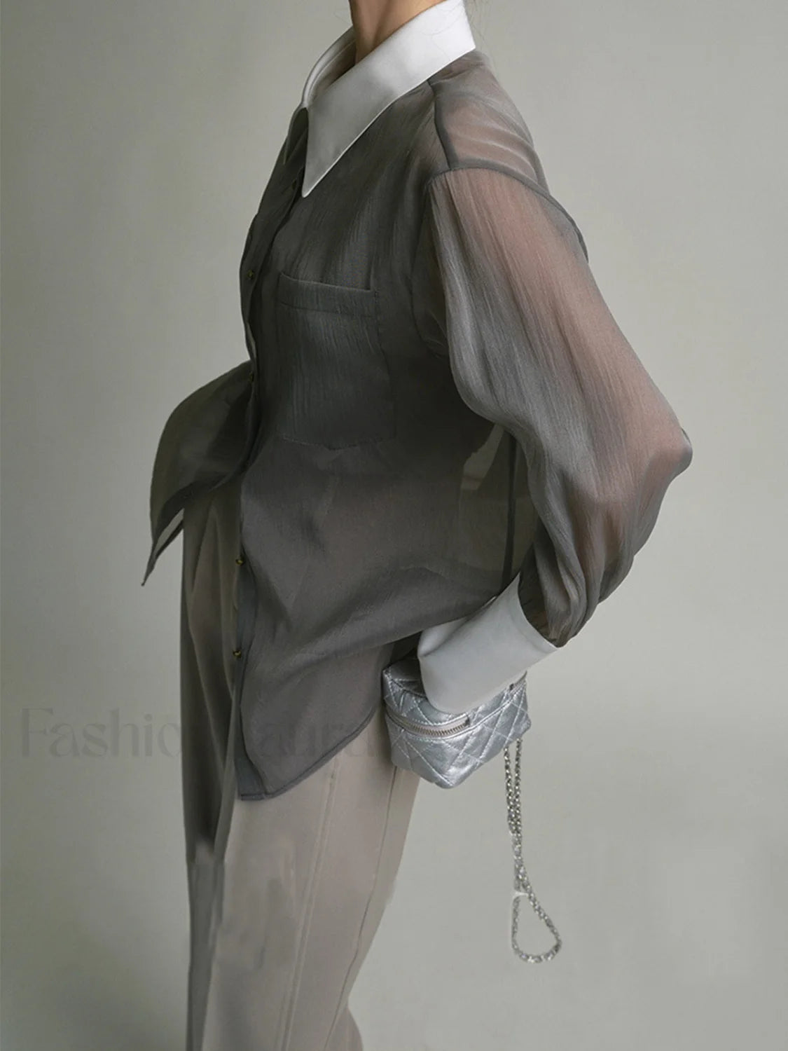 Leisure See Through Trendy Shirt With Cami Top Shirts