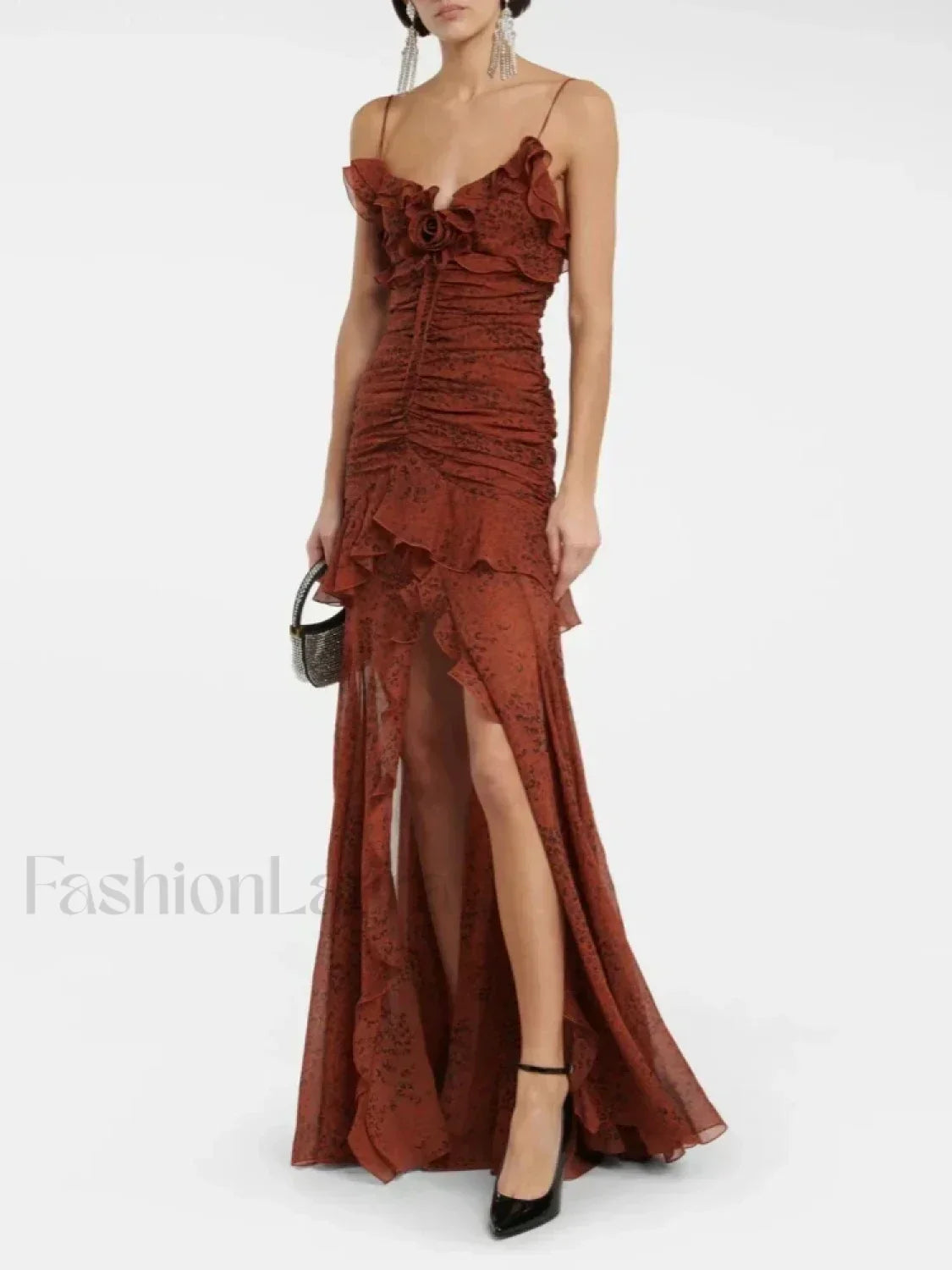 Leopard Flower Ruffle Maxi Dress Leopard / S Main image