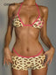 Leopard Halter Shorts Three Piece Set Leopard / S