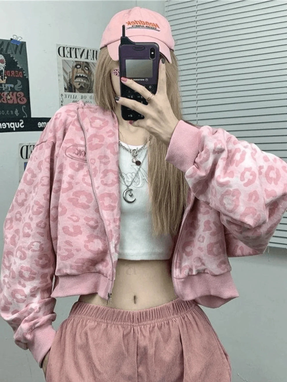 Leopard Print Crop Hoodie Sweatshirts & Hoodies L