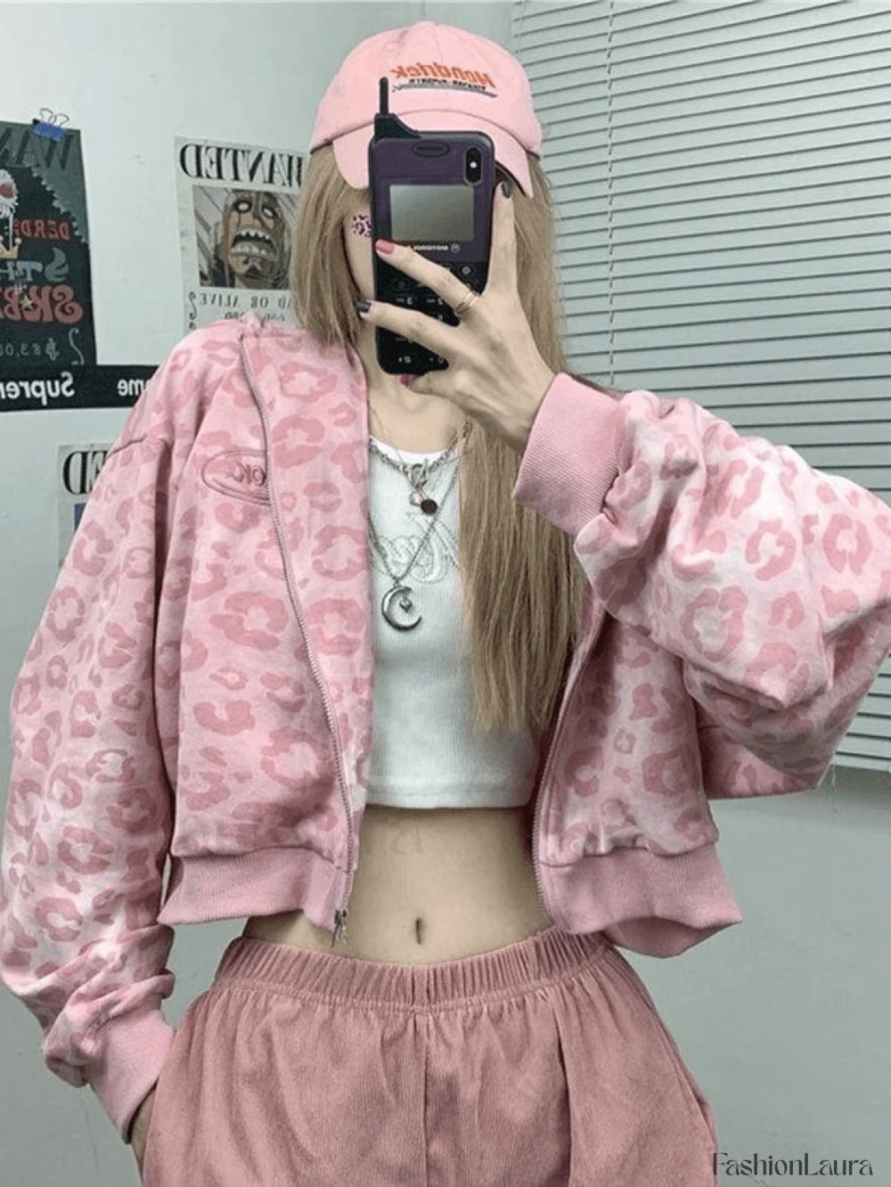 Leopard Print Crop Hoodie Sweatshirts & Hoodies L