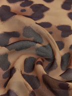 Leopard Print Semi Sheer Ruffle V Neck Blouse Blouses