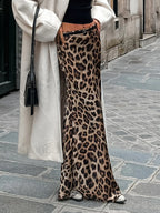 Leopard Print Slim Maxi Skirt Skirts