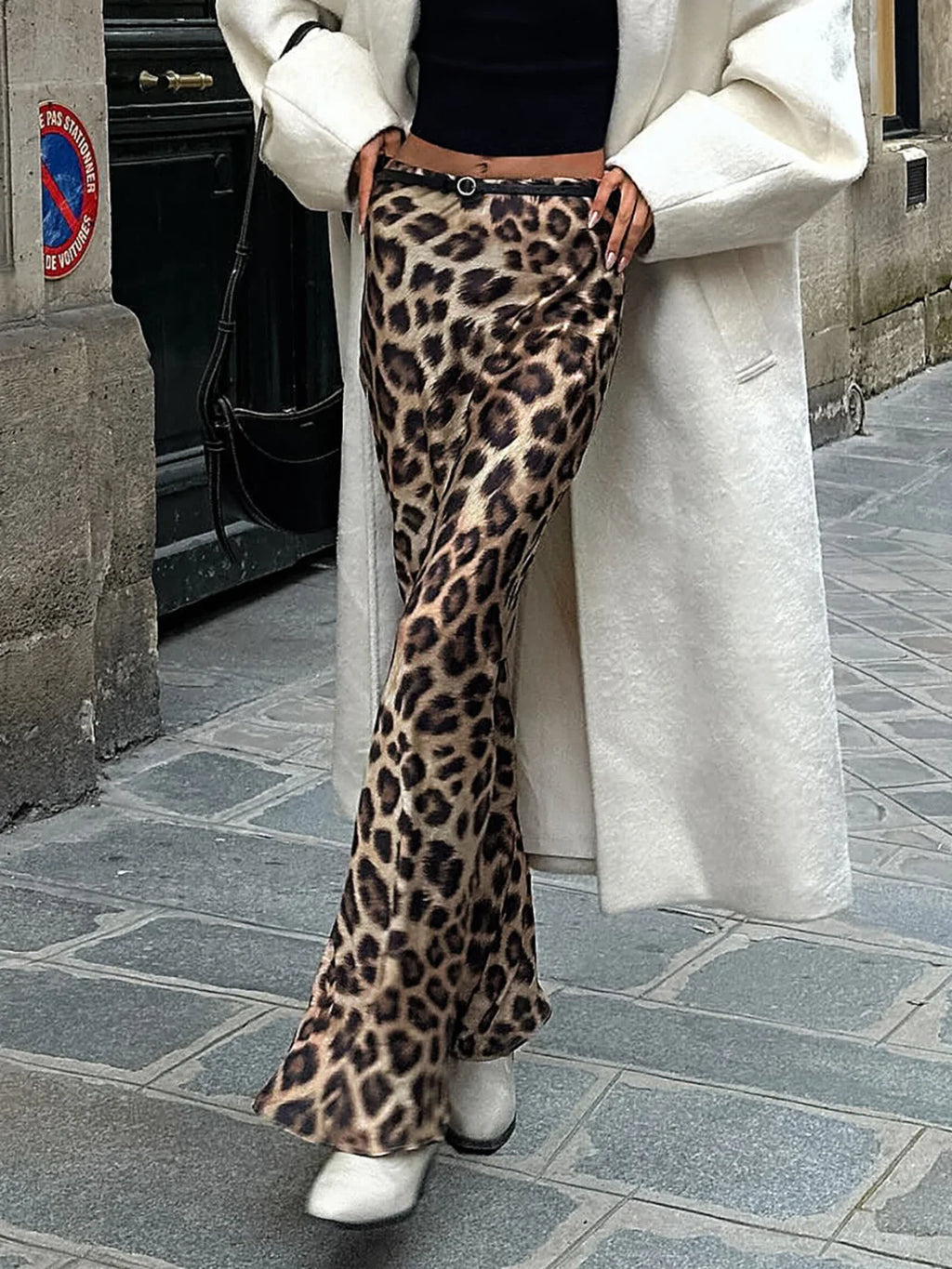 Leopard Print Slim Maxi Skirt Skirts