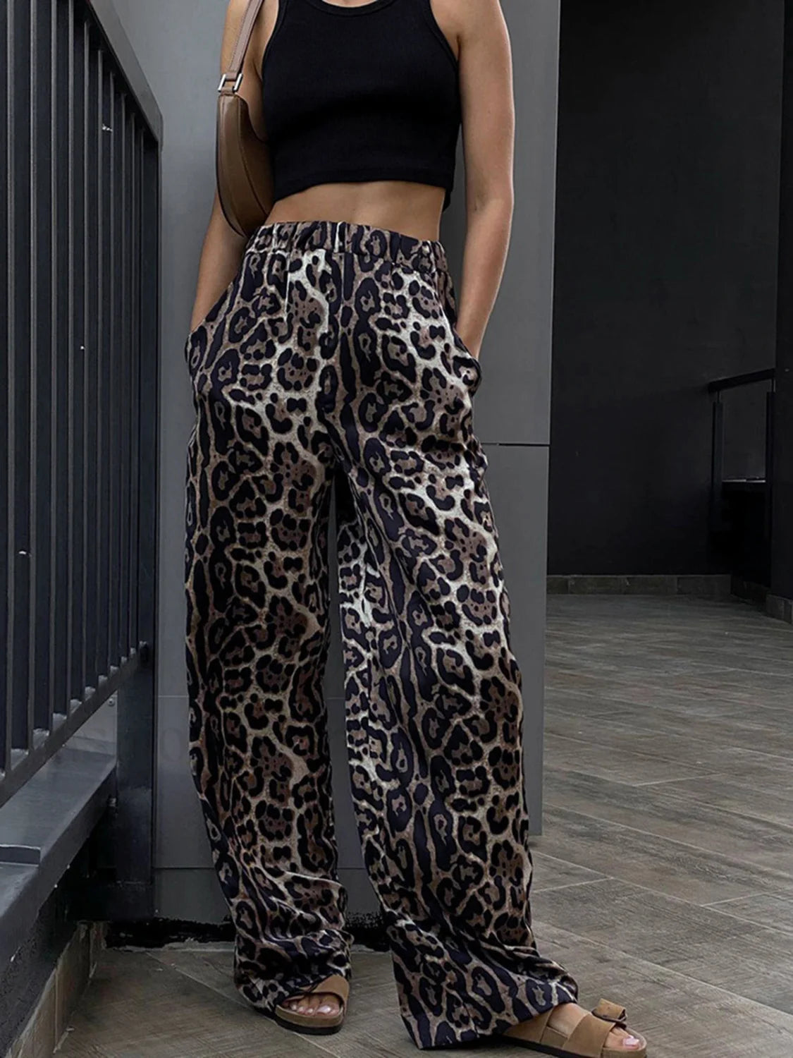 Leopard Print Wide Leg Pants Multicolor / XS Pants Main image
