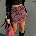 Leopard Printed Vintage Wrap Skirt GRAY / S