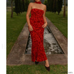 Leopard Strapless Mermaid Floral Dress