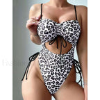 Leopard Thong Push Up One Piece WhiteLeopard / S